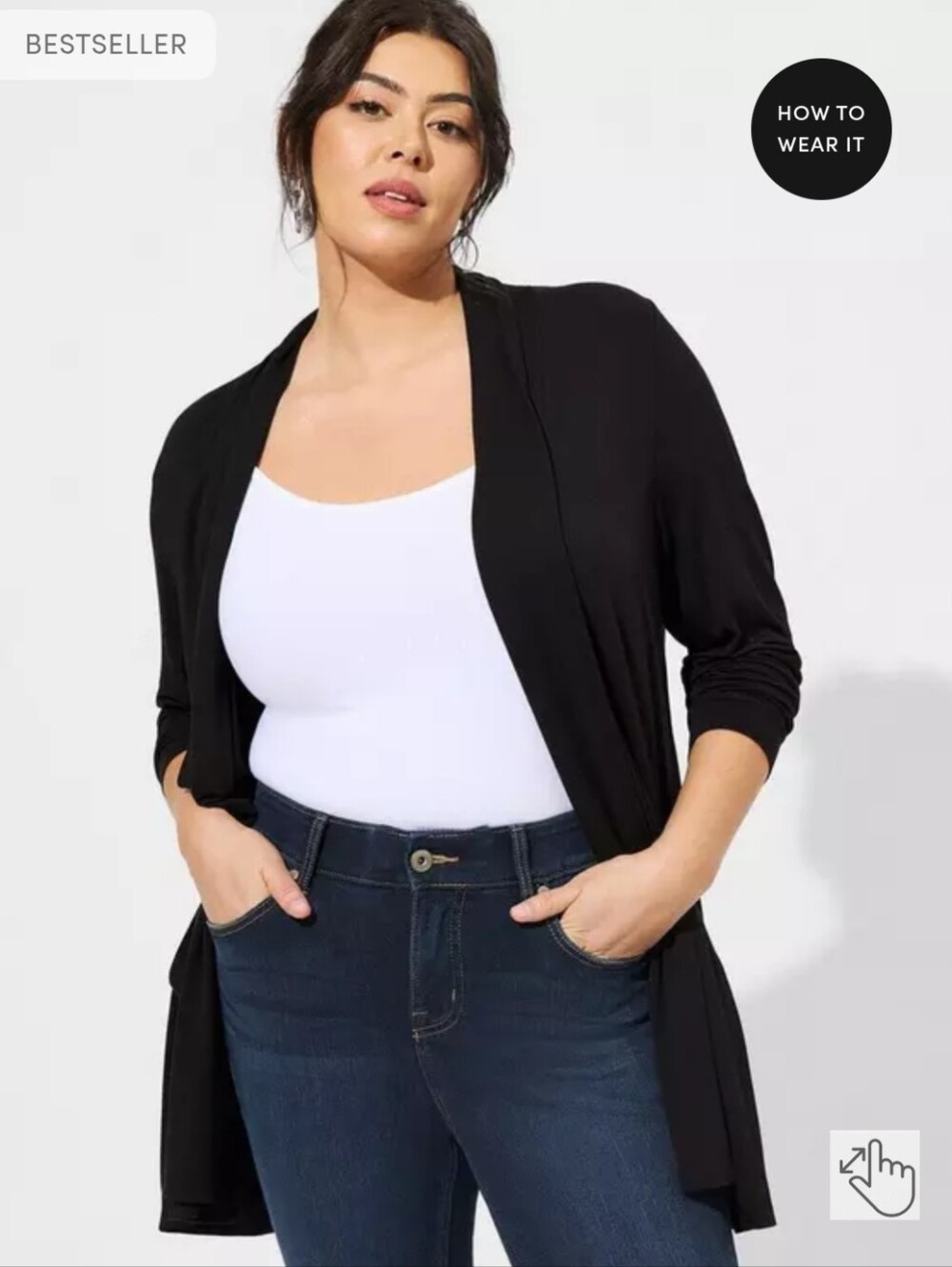 torrid Black Open-Front Lightweight Cardigan